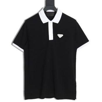 Prada color block ribbed collar POLO short sleeve TSK1
