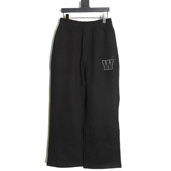 We11 Done Pearl LOGO Rhinestone Casual Pants