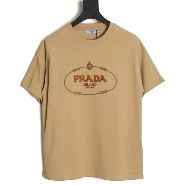 Prada 24ss toothbrush embroidered letter logo short sleeves