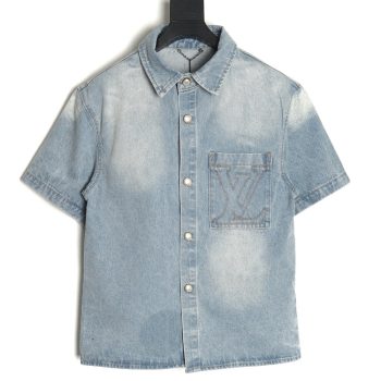 Louis Vuitton Embroidered Pocket Denim Short Sleeve Shirt Jacket