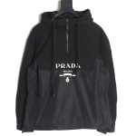 Prada Letters Logo Half Zip Hooded Jacket