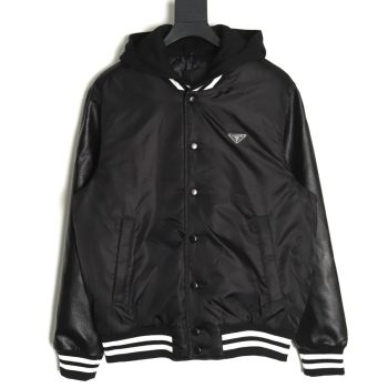 Prada removable hood regenerated nylon bomber jacket