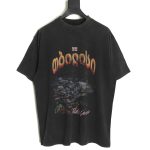 Balenciaga Night scene pattern faded letter print round neck short sleeve T-shirt