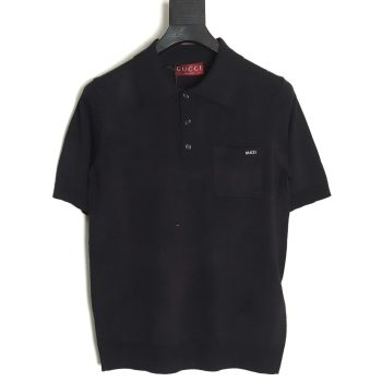 Gucci Small Logo Intarsia Knitted Short Sleeve Polo Shirt