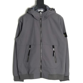 Stone Island Plain Hooded Zip-Up Jacket