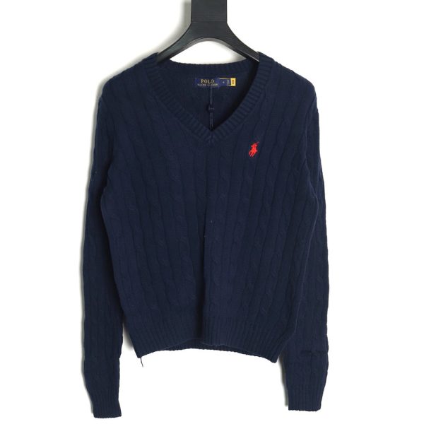 Ralph Lauren Classic Women's Cable Knit V-Neck Sweater