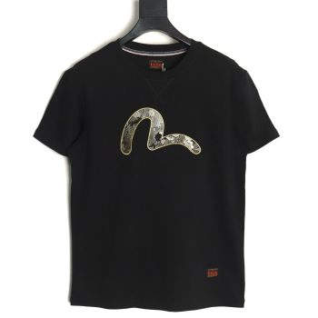 Evisu brocade seagull embroidered short sleeves