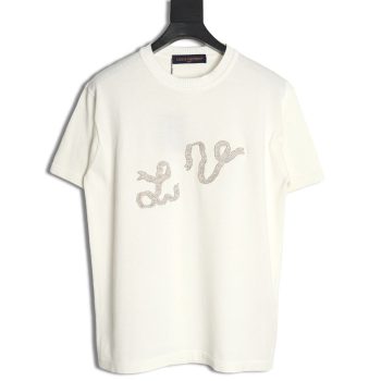 Louis Vuitton rope embroidery knitted short-sleeved T-shirt