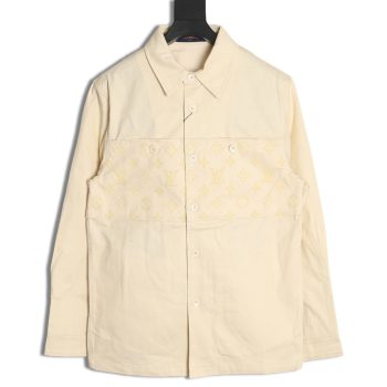 Louis Vuitton paneled black flocked shirt