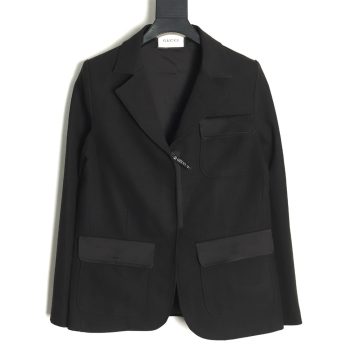 Gucci Solid Satin Wool Jacket Suit