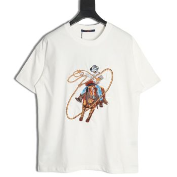 Louis Vuitton Western Denim Embroidered Short Sleeve T-Shirt
