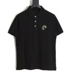 Louis Vuitton pin embroidered short-sleeved polo shirt black