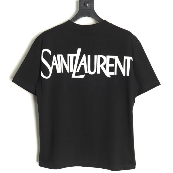 Saint Laurent back lettering logo foam print short sleeve T-shirt
