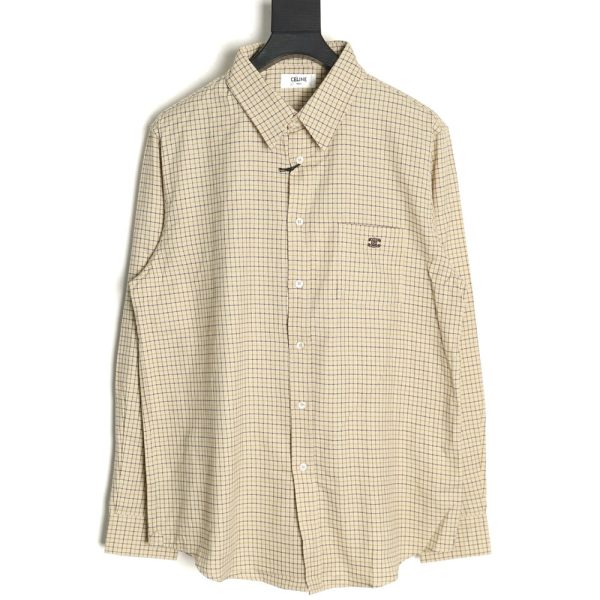 Celine Arc de Triomphe embroidered small check shirt