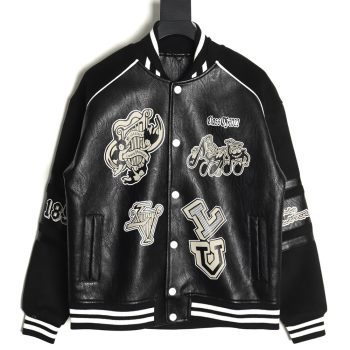 Louis Vuitton printed leather baseball jacket