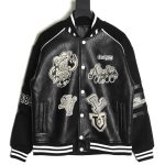 Louis Vuitton printed leather baseball jacket