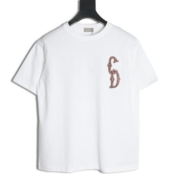 Dior gold thread embroidered CD short sleeve