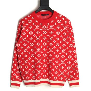 Louis Vuitton chain all over print monogram round neck sweater