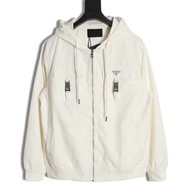 Prada 23Fw metal lock functional hooded jacket