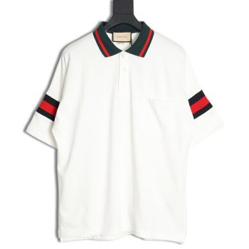 Gucci 23SS short-sleeved POLO shirt with webbing sleeves
