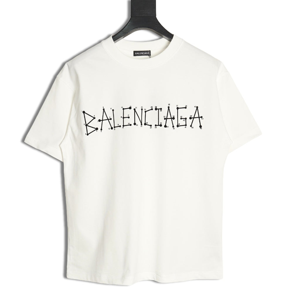Balenciaga geometric logo double B flocked short-sleeved T-shirt