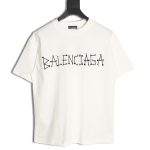 Balenciaga geometric logo double B flocked short-sleeved T-shirt