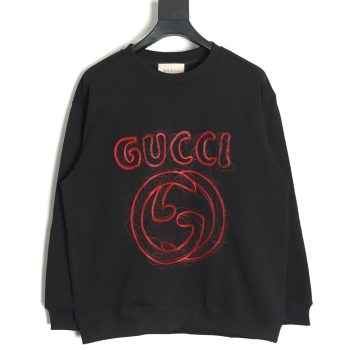 Gucci embroidered Double G letter logo crew neck sweatshirt TSK1