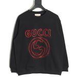 Gucci embroidered Double G letter logo crew neck sweatshirt TSK1