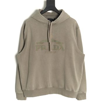 Prada embroidered logo washed hoodie