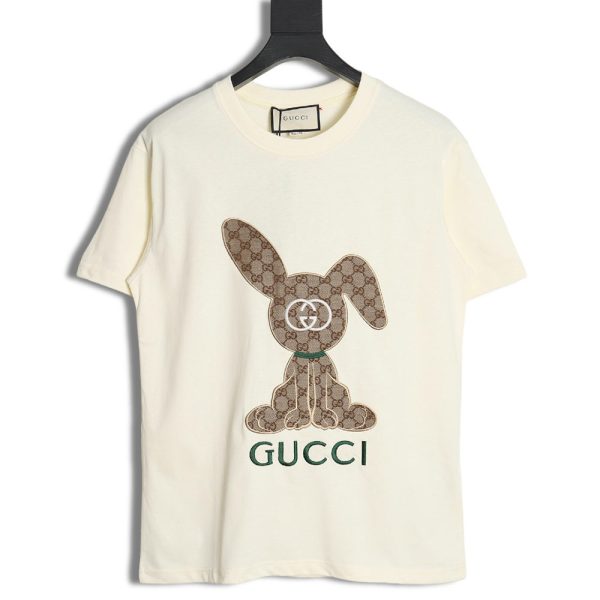 Gucci 23ss presbyopia rabbit patch embroidered short sleeves