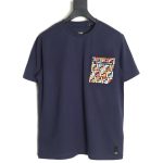 Fendi FF colorful embroidered pocket zipper short-sleeved T-shirt TSK1