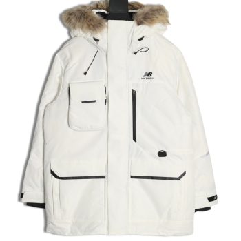 New Balance mid-length four-pocket large fur collar down jacket