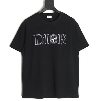Dior & Stone island co-branded embroidered logo short-sleeved T-shirt TSK1