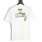 Louis Vuitton floral and lettering embroidered crew neck short sleeves
