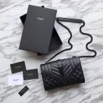 Saint Laurent Envelope Embossed Leather Bags Black 600195 21*13*6cm