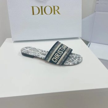 Christian Dior Dway Slide White and Navy Blue