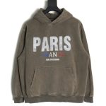 Balenciaga PARIS letter print velvet hooded sweatshirt