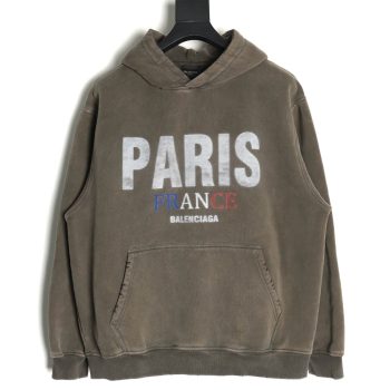 Balenciaga PARIS letter print velvet hooded sweatshirt