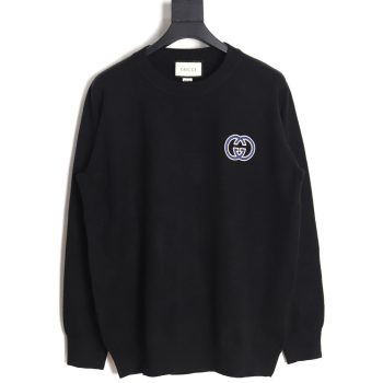 Gucci 23Fw Double G embroidered small logo knitted sweater