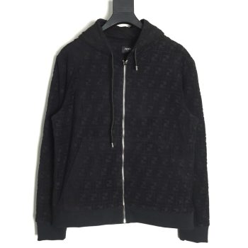 Fendi flocked full print hooded zip-up sweatshirt jacket
