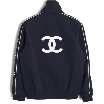 Chanel Embroidered Slogan Vintage Zipper Trench Coat