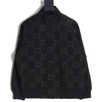 Gucci Double G full print canvas stand collar quilted jacket