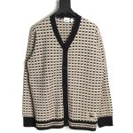 Burberry Black and white check V-neck knitted sweater cardigan