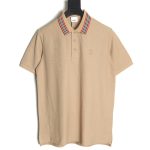 Burberry Classic Collar Stripe Logo Embroidered Short Sleeve Polo Shirt TSK1