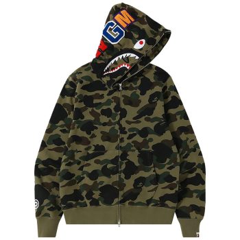 BAPE 1st Camo Shark Full Zip Hoodie 'Green'