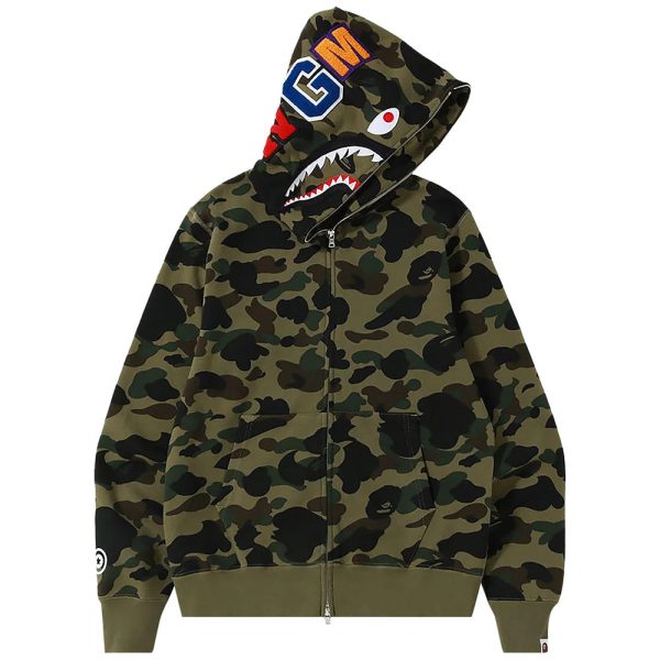 BAPE 1st Camo Shark Full Zip Hoodie 'Green'