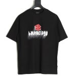 Balenciaga Double B embroidery and 3D inkjet logo ripped short-sleeved T-shirt TSK1