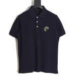 Louis Vuitton pin embroidered short-sleeved polo shirt navy blue