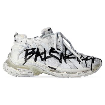 Balenciaga MEN'S RUNNER GRAFFITI SNEAKER IN WHITE