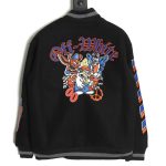 Off-White embroidered leather baseball jacket